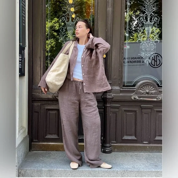 Djerf Linen Pants Brown - Picture 10 of 12